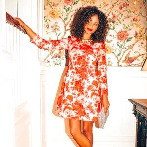 Tuckernuck Zinnia Bloom Drew Floral Romantic Red and Pink Dress Small